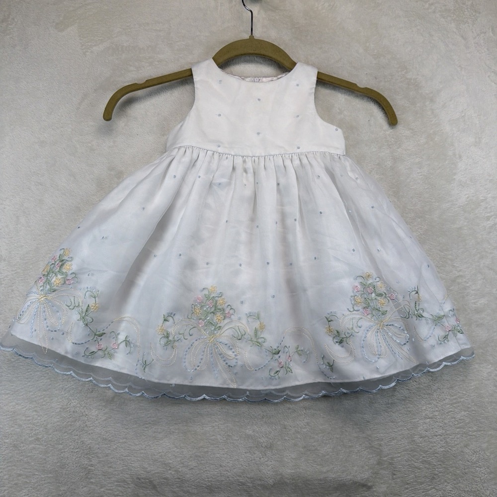 Cinderella White Flower Girl Embroidered Party Dress Toddler Girls 24 Months